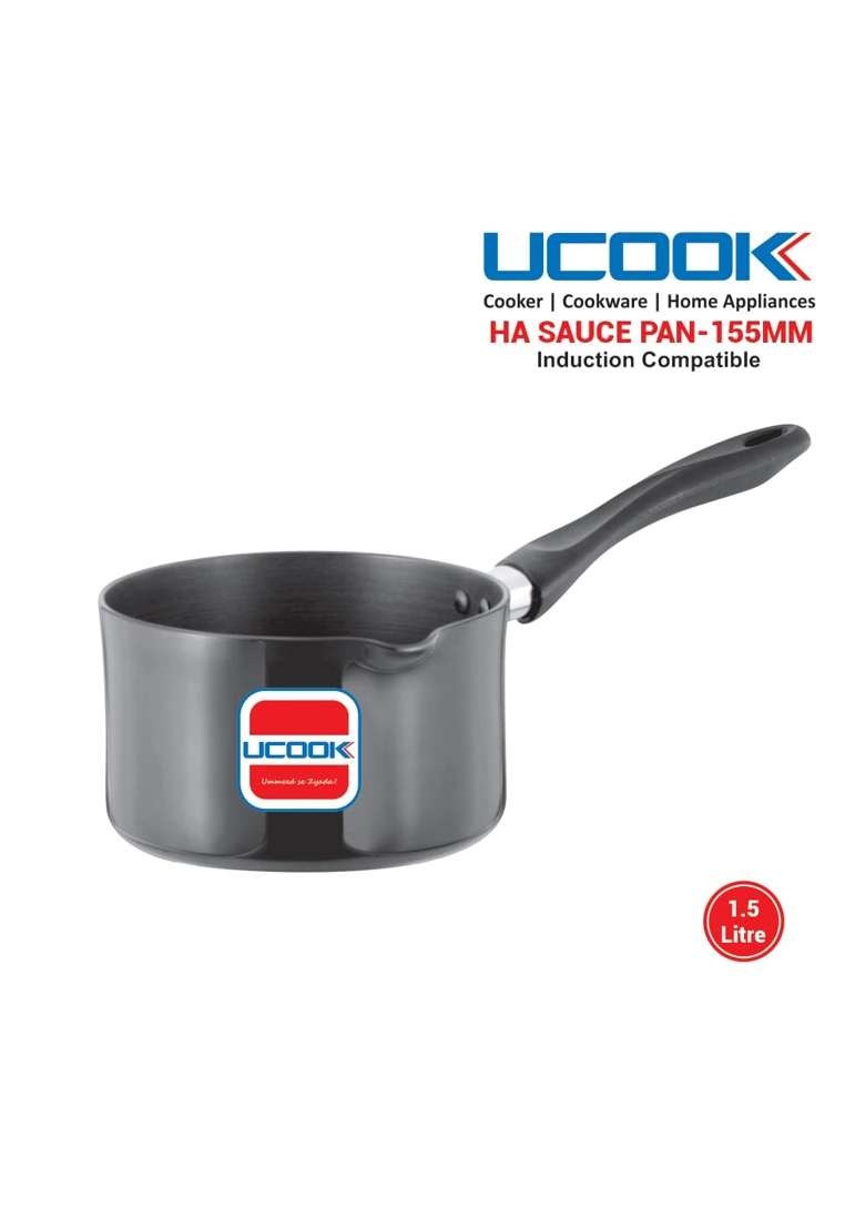 UCOOK By United Ekta Group Hard Anodised Induction Base Saucepan | 1.5 L | 1.6 Qt - Indya