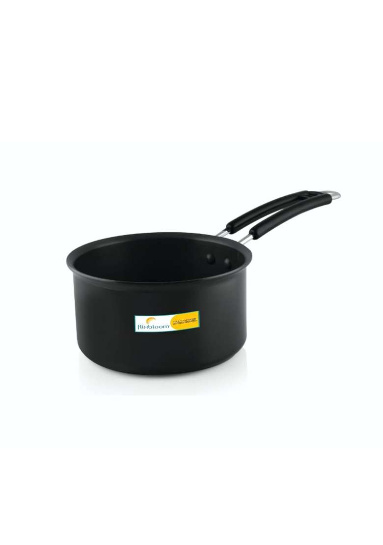 FLIXBLOOM Top-Notch Black Hard Anodised Induction Base Bottom LPG Gas Stove Ready | 3 L | 3.2 Qt - Indya