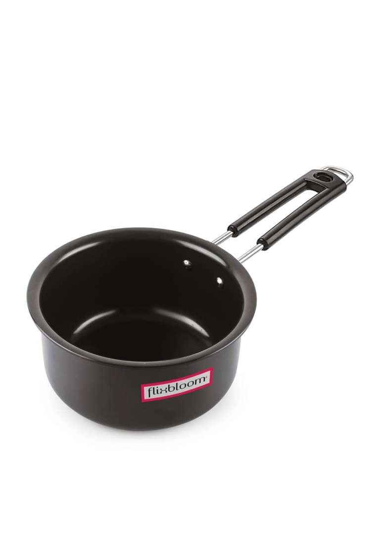 FLIXBLOOM Top-Notch Black Hard Anodised Induction Base Bottom LPG Gas Stove Ready | 3 L | 3.2 Qt - Indya