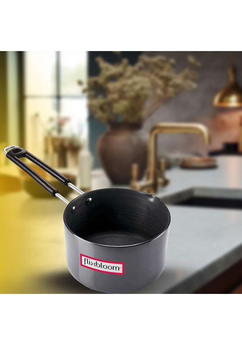 FLIXBLOOM Frontier Black Hard Anodised Induction Base and LPG Gas Stovetop Compatible | 4 L | 4.2 Qt - Indya