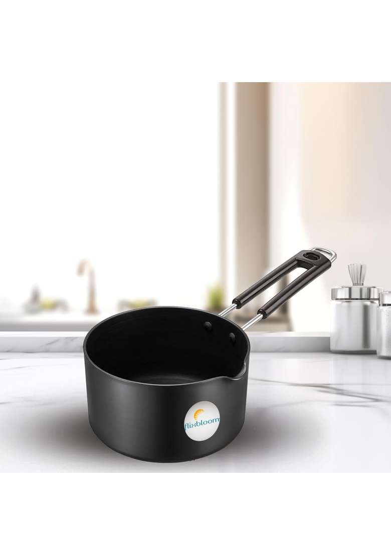 FLIXBLOOM Urban Kitchen Black Hard Anodised Thick Induction Base Bottom and LPG Friendly | 4 L | 4.2 Qt - Indya