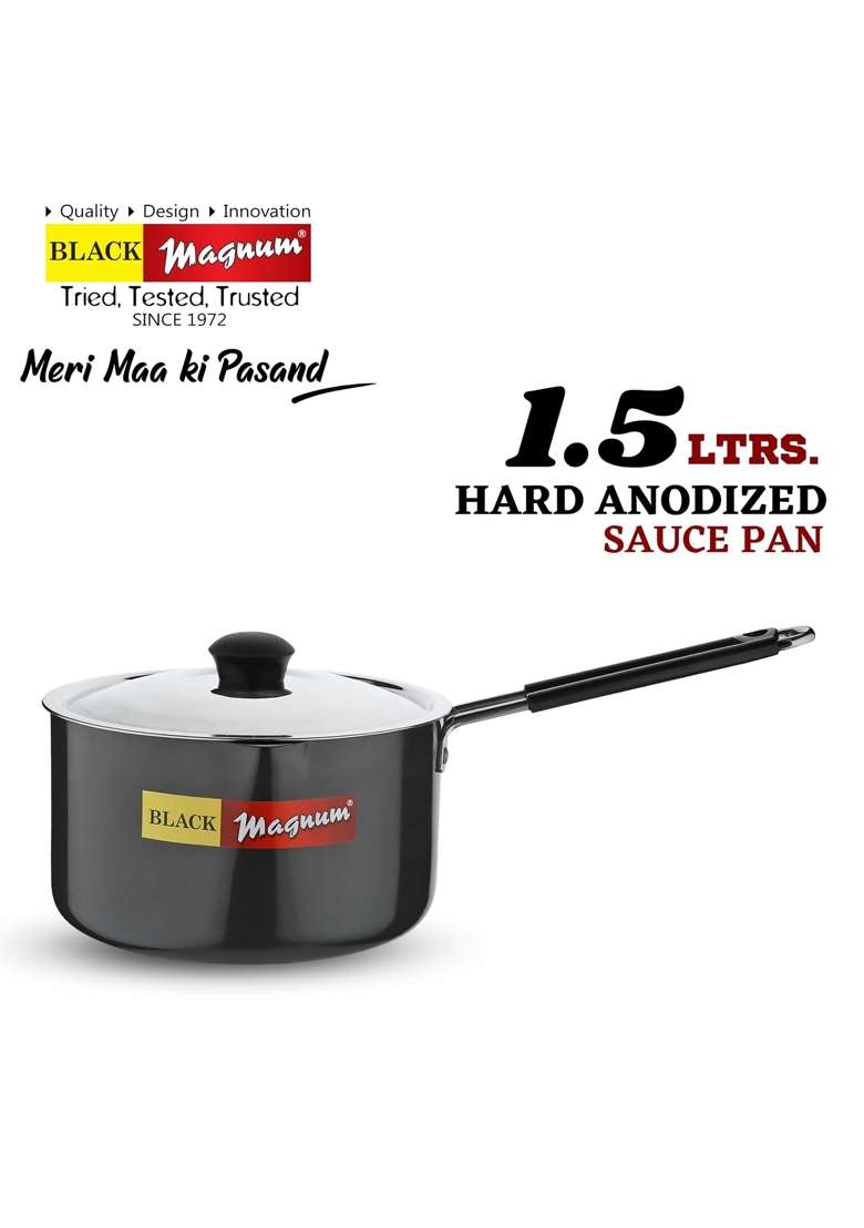 Black Magnum Pro Ibsphl- Saucepan | 1.5 L | 1.6 Qt | With Lid - Indya