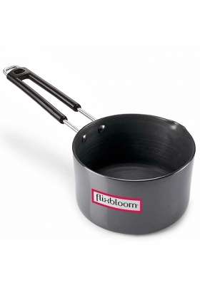 FLIXBLOOM Hard Anodised Large Black LPG Stovetop and Induction Base Sauce Pan | 3 L | 3.2 Qt