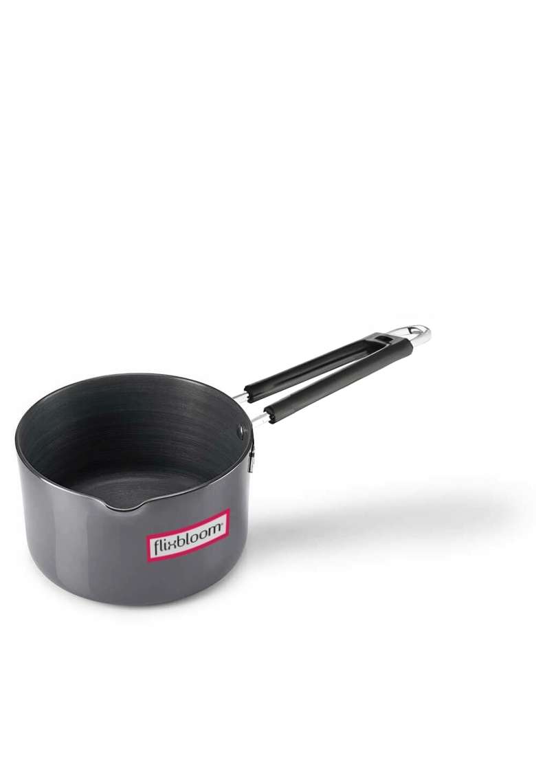 FLIXBLOOM Hard Anodised Large Black LPG Stovetop and Induction Base Sauce Pan | 3 L | 3.2 Qt - Indya