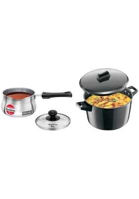 Hawkins Futura Hard Anodised Cook-n-Serve Bowl with Hard Anodised Lid | 5 L | 5.3 Qt | 23 cm | 9.1 Inch | Induction Compatible