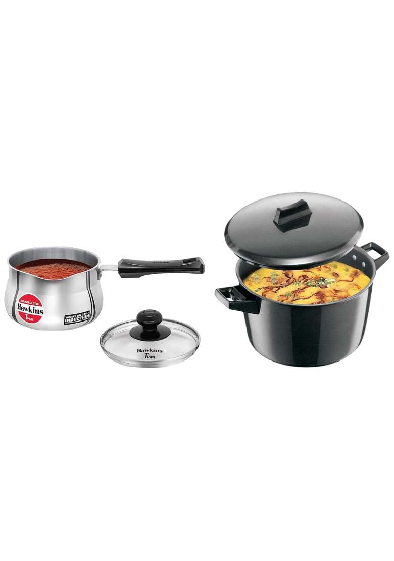 Hawkins Futura Hard Anodised Cook-n-Serve Bowl with Hard Anodised Lid | 5 L | 5.3 Qt | 23 cm | 9.1 Inch | Induction Compatible - Indya