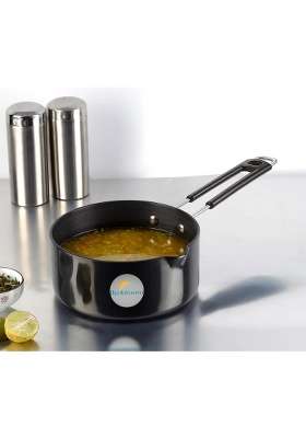 FLIXBLOOM Cosmic Black Hard Anodised Utensil Cookware Induction Base Kitchen Sauce Pan | 1 L | 1.1 Qt