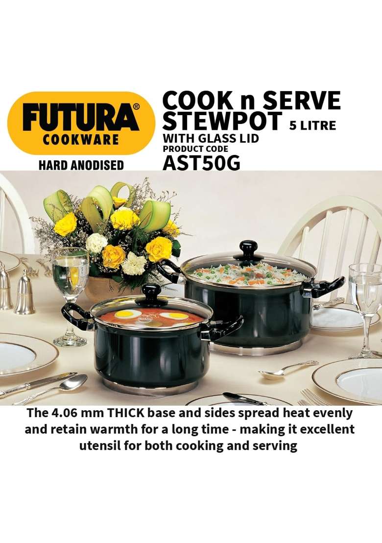 Hawkins Futura Cook N Serve Stewpot | 5 L | 5.3 Qt | With Lid - Indya