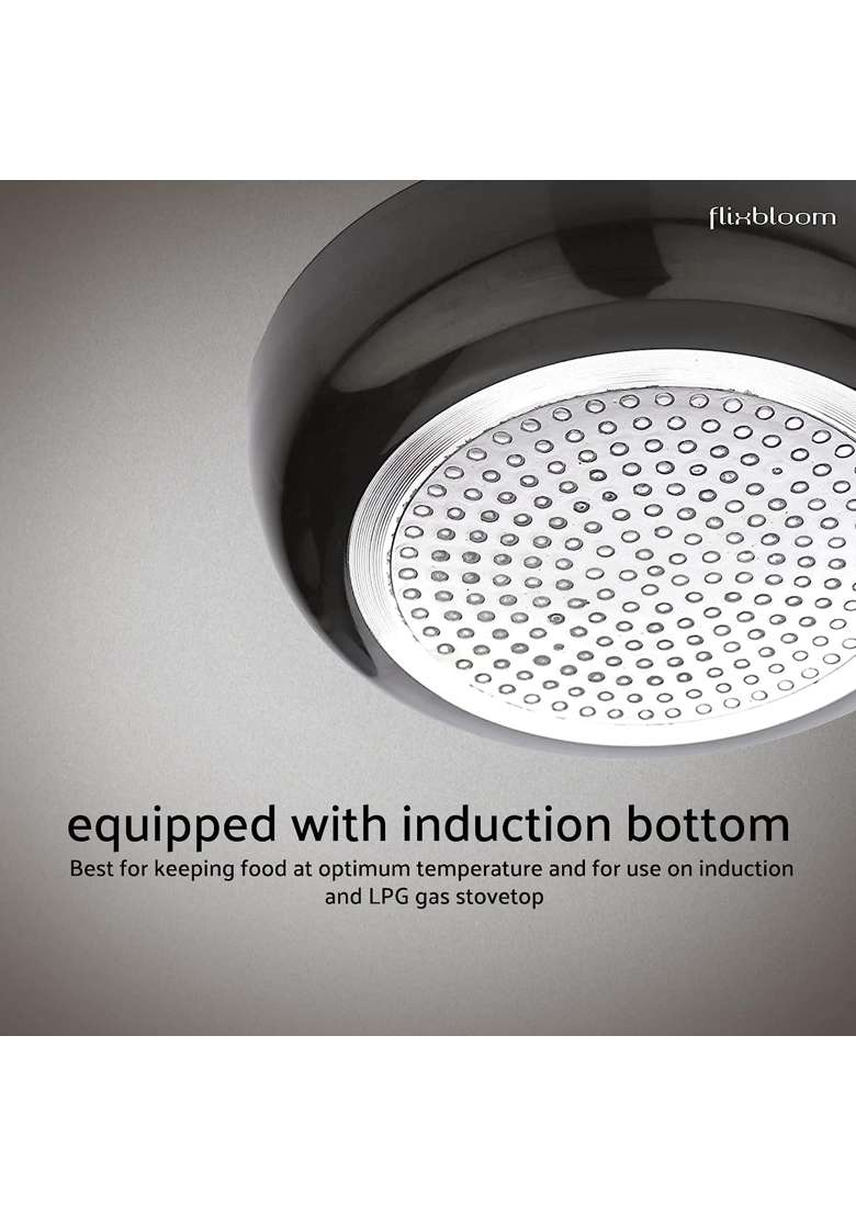 FLIXBLOOM Induction and LPG Gas Stovetop Suitable Hard Anodised Saucepan | 1.2 L | 1.3 Qt - Indya