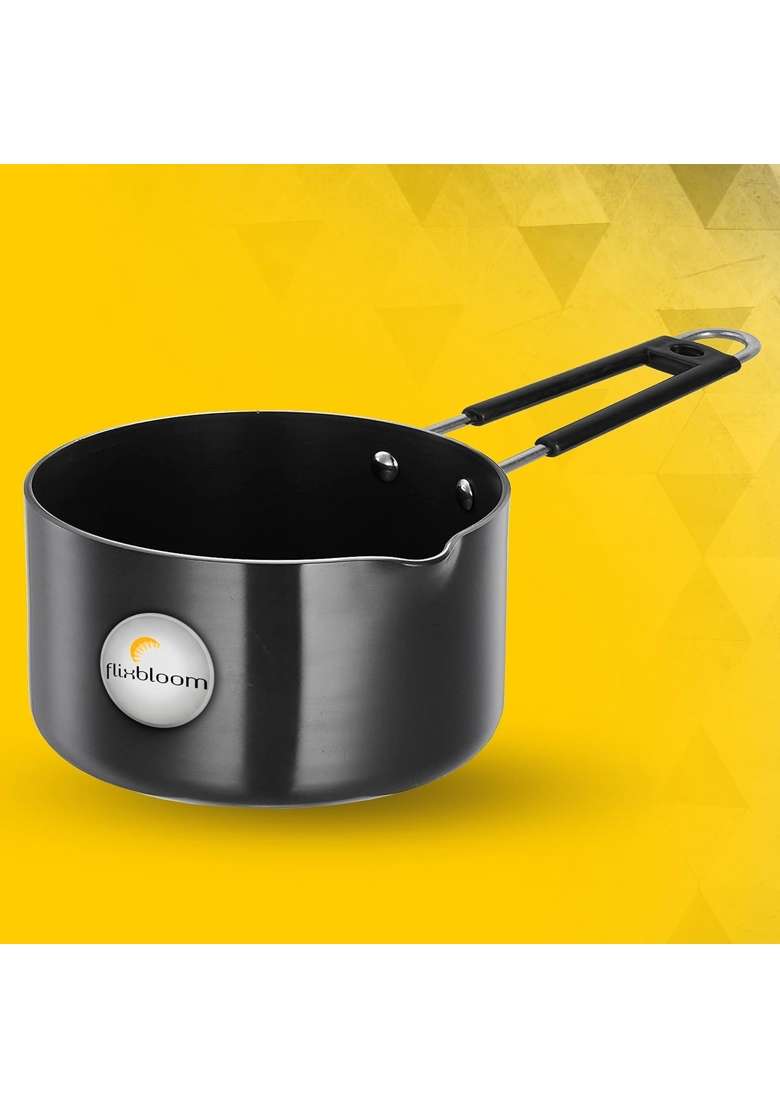 FLIXBLOOM Special Induction Base Kitchen Utensils Cookware Set Hard Anodised Black | 1.2 L | 1.3 Qt - Indya