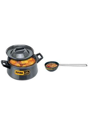 Hawkins Futura Hard Anodised Handi Cooking Pot with Lid Black Aluminium and Hawkins Futura 1 Cup | 3 L | 3.2 Qt