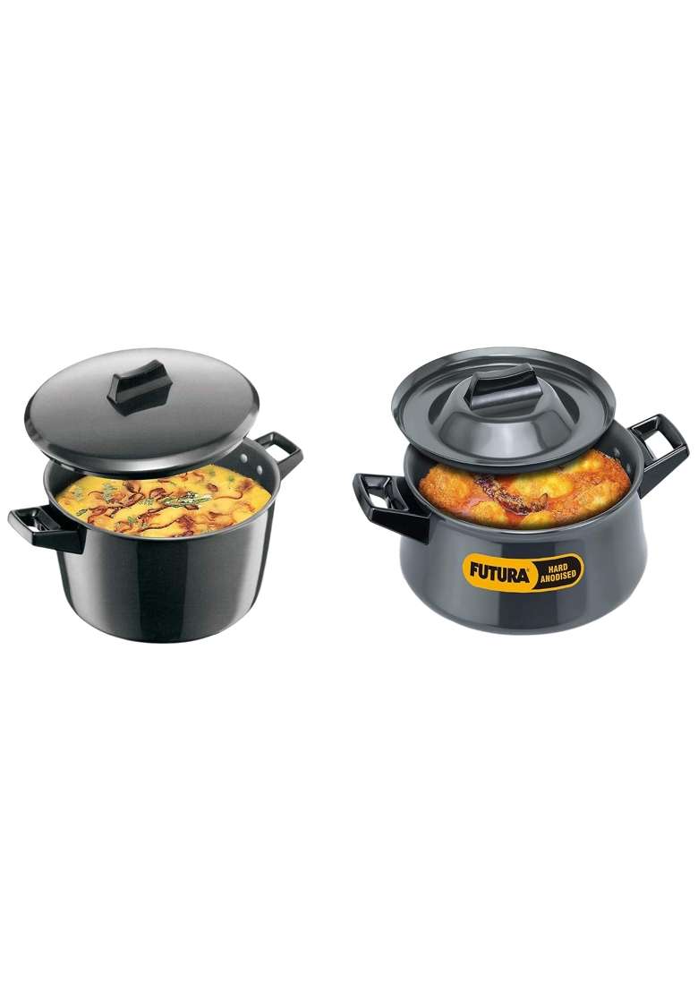 Hawkins Metal Futura Hard Anodised Cook-N-Serve Bowl | 5 L | 5.3 Qt | Non-Stick - Indya