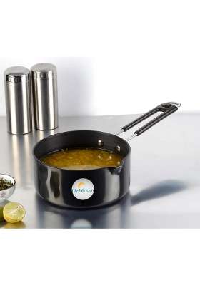 FLIXBLOOM Cosmos Black Hard Anodised Induction Bottom Cookware Kitchen Sauce Pan | 1.5 L | 1.6 Qt