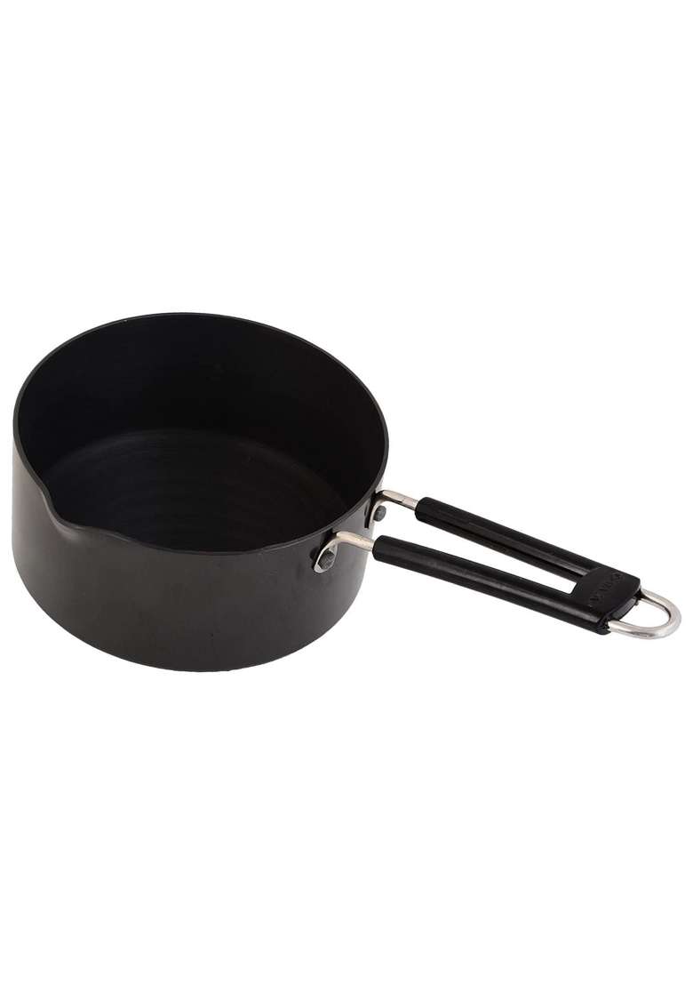 FLIXBLOOM Cosmos Black Hard Anodised Induction Bottom Cookware Kitchen Sauce Pan | 1.5 L | 1.6 Qt - Indya