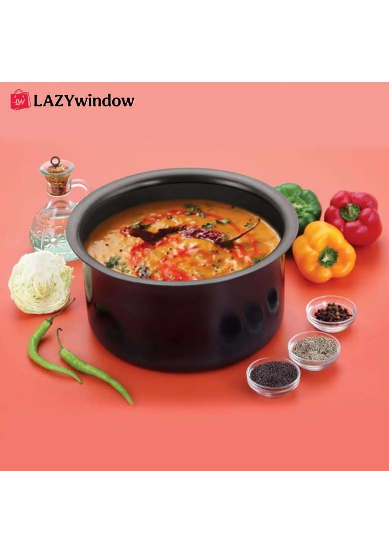LAZYwindow Hard Anodised Tope Cooking Pot Induction | 3 L | 3.2 Qt - Indya