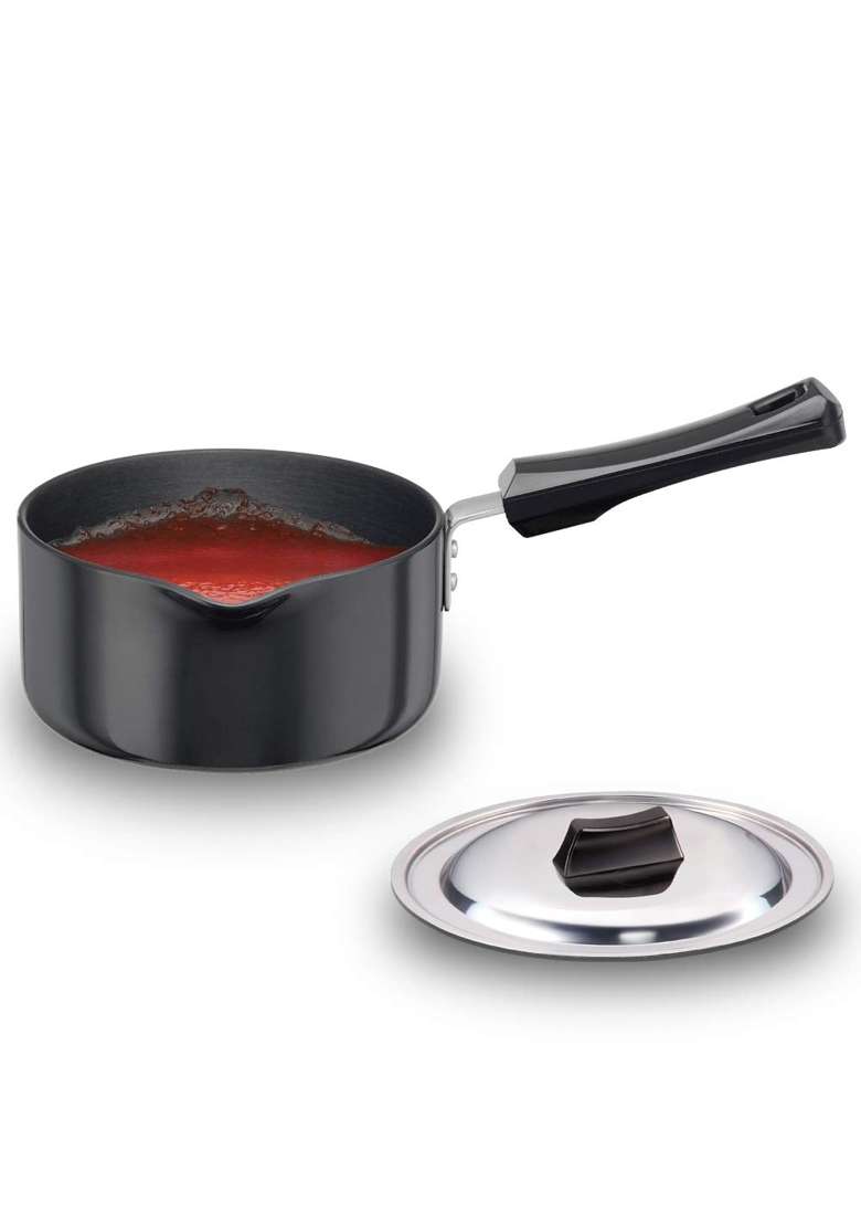 Hawkins - L95 Futura Hard Anodised Sauce Pan with Lid | 1.5 L | 1.6 Qt - Indya