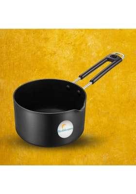 FLIXBLOOM Cosmic Black Induction Base Hard Anodised Kitchen Cookware Utensil Sauce Pan | 3 L | 3.2 Qt