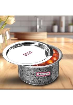 FLIXBLOOM Imperial Hammertone Black Hard Anodised Multipurpose Induction Base and LPG Gas | 2.5 L | 2.6 Qt | With Lid