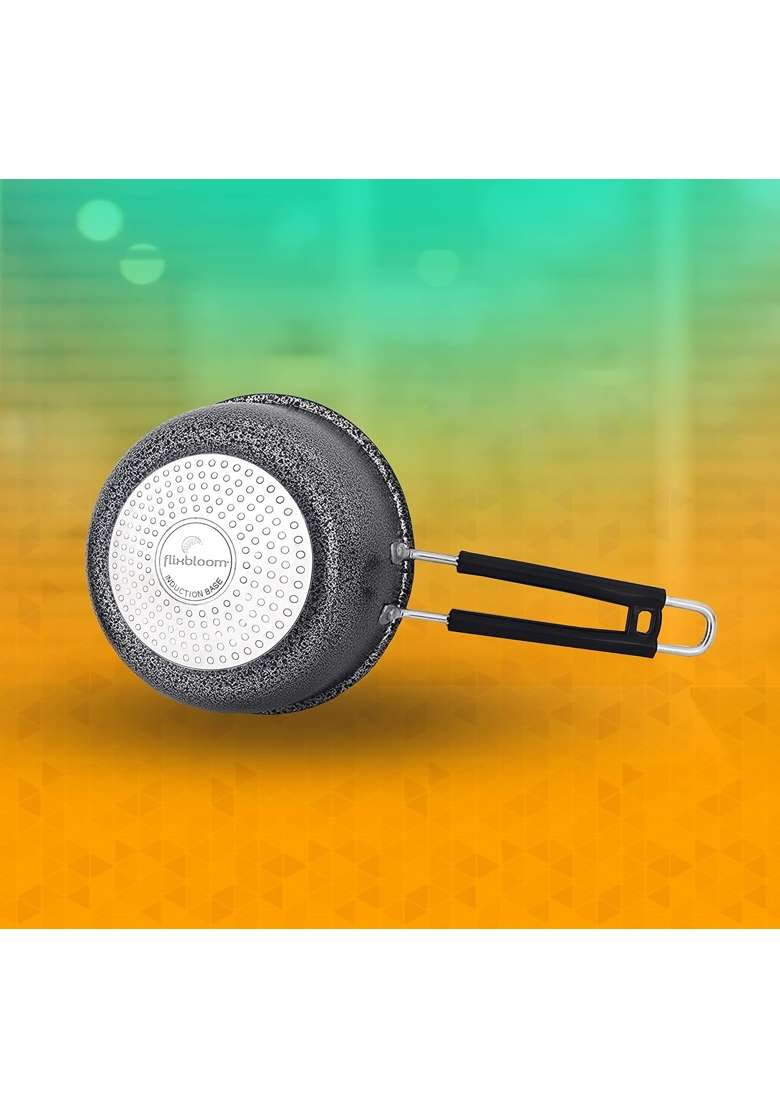 FLIXBLOOM Traditional Hammertone Finish Aluminium Hard Anodised Induction Base and LPG | 1.5 L | 1.6 Qt - Indya