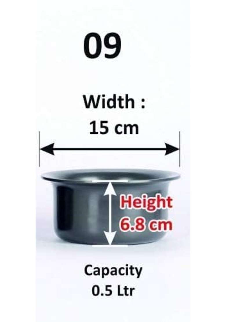 Sumeet Aluminium Tope Cooking Pot Hard Anodised | 0.5 L | 0.5 Qt | 9 Inch | Non-Stick - Indya
