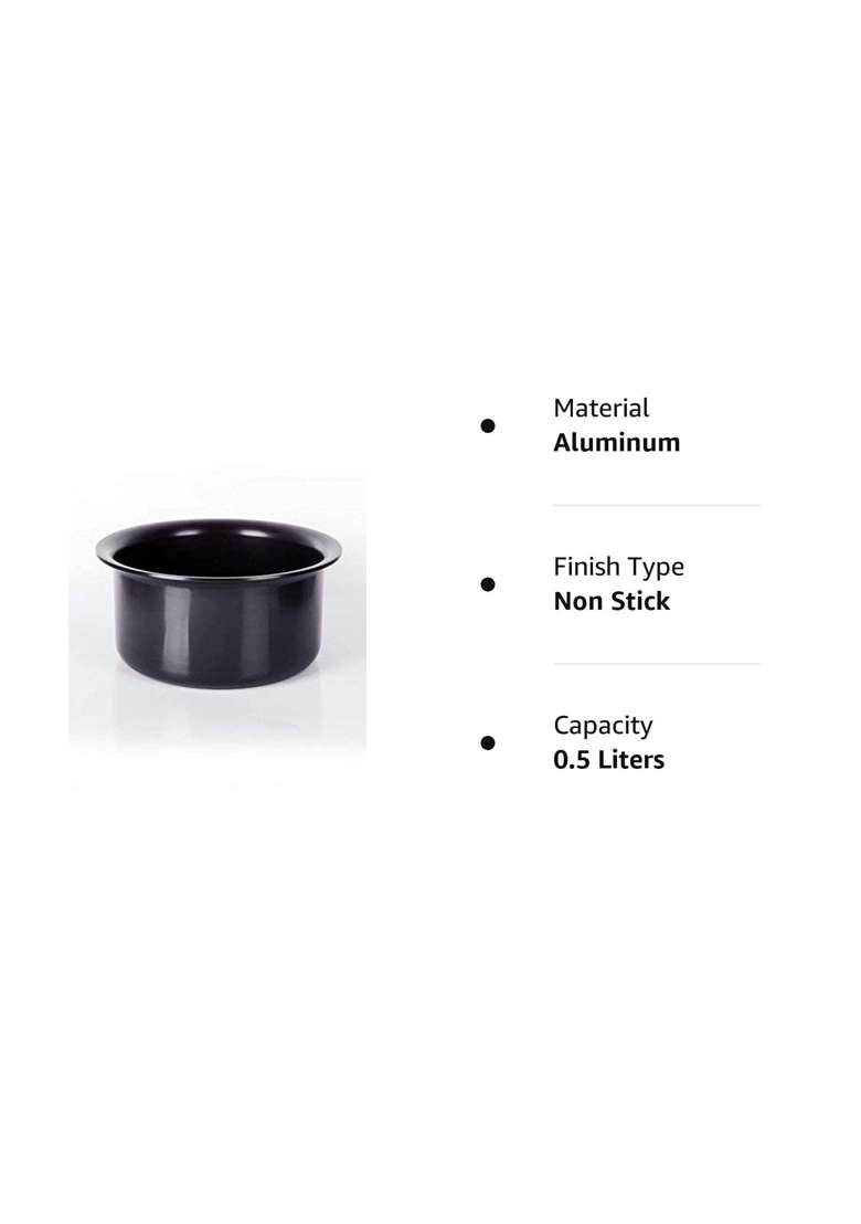 Sumeet Aluminium Tope Cooking Pot Hard Anodised | 0.5 L | 0.5 Qt | 9 Inch | Non-Stick - Indya