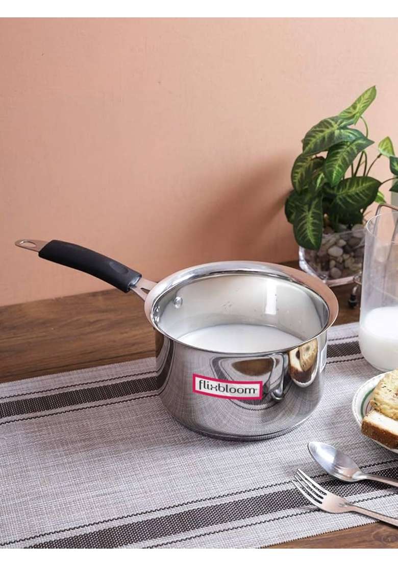 FLIXBLOOM Special Stainless Steel Multipurpose Saucepan Tea Pan | 1 L | 1.1 Qt | Induction Compatible - Indya