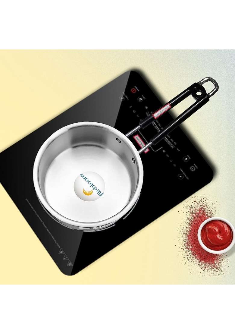 FLIXBLOOM Latest Stainless Steel Multipurpose Utensils Deep Sauce Pan Tea Pan Milk | 1 L | 1.1 Qt | Induction Compatible - Indya