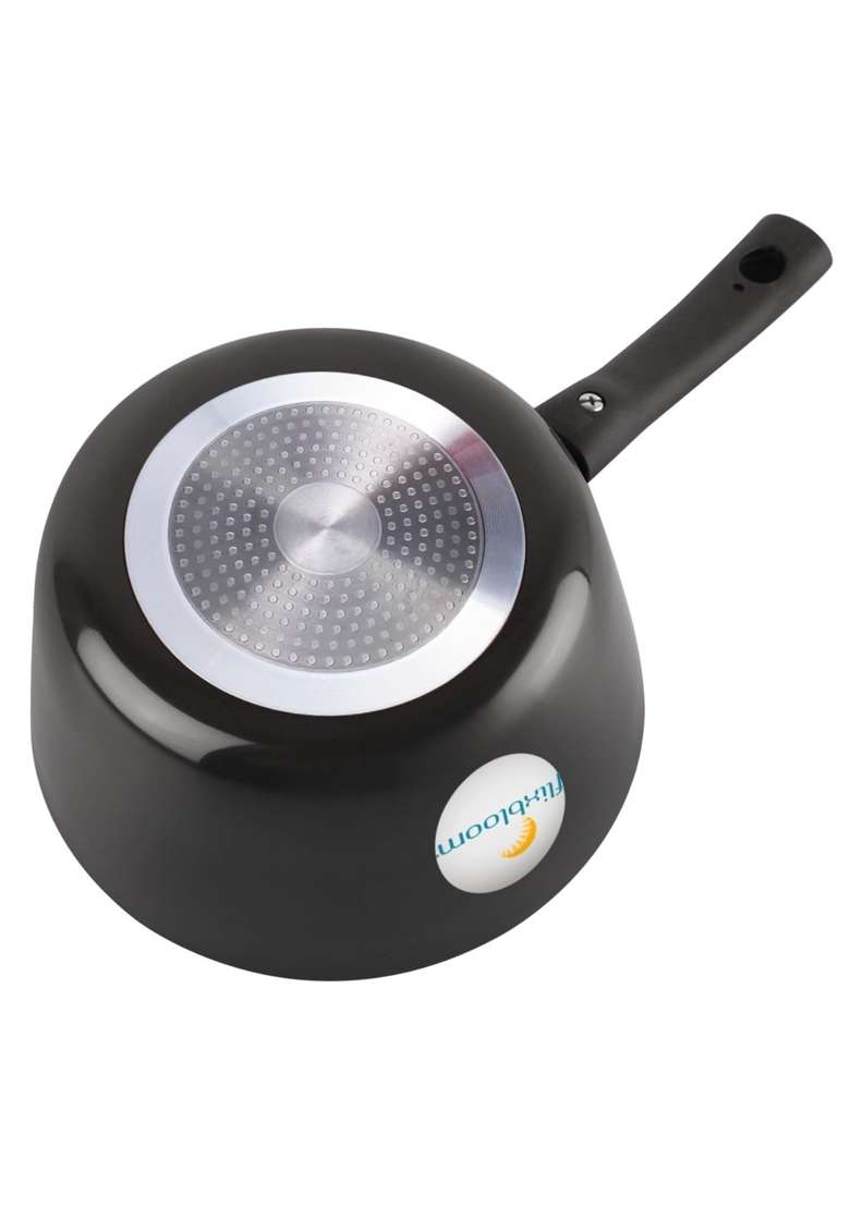 FLIXBLOOM Black Hard Anodised Induction Base Kitchen Utensil Cookware Sauce Pan | 3 L | 3.2 Qt - Indya