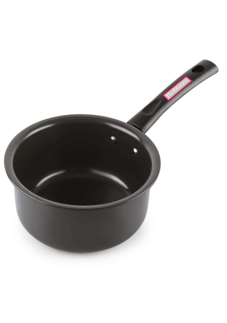 FLIXBLOOM Black Hard Anodised Induction Base Kitchen Utensil Cookware Sauce Pan | 3 L | 3.2 Qt - Indya