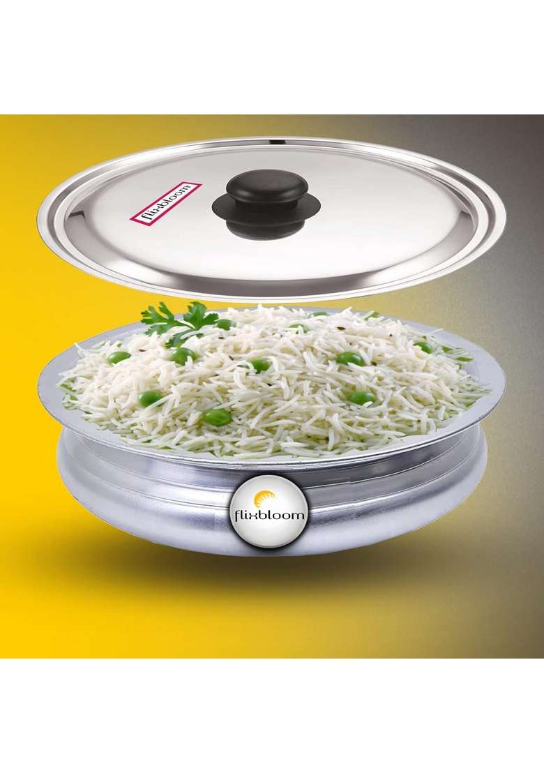 FLIXBLOOM Perfect Optimal Hard Anodised Cookware Urli Handi Uruli Pot Bhagona Lagan Pot | 4 L | 4.2 Qt | Induction Compatible | With Lid - Indya