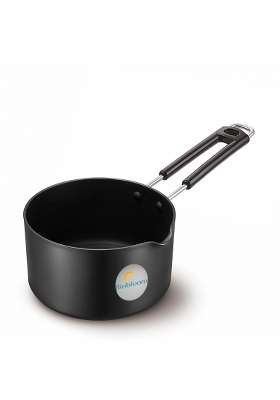 FLIXBLOOM Latest Hard Anodised Black Sauce Pan | 1.2 L | 1.3 Qt | Induction Compatible | Non-Toxic | Food Safe