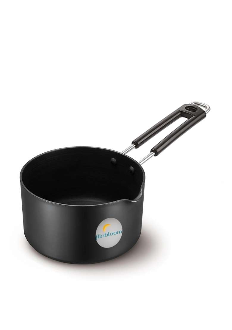 FLIXBLOOM Latest Hard Anodised Black Sauce Pan | 1.2 L | 1.3 Qt | Induction Compatible | Non-Toxic | Food Safe - Indya