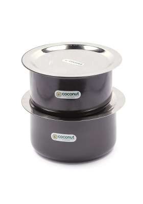 coconut Hard Anodised Tope Cooking Pot Patila for Cook and Serve with SS Lid and Gas Stove | 2 L | 2.1 Qt | 20 cm | 7.9 Inch | Induction Compatible
