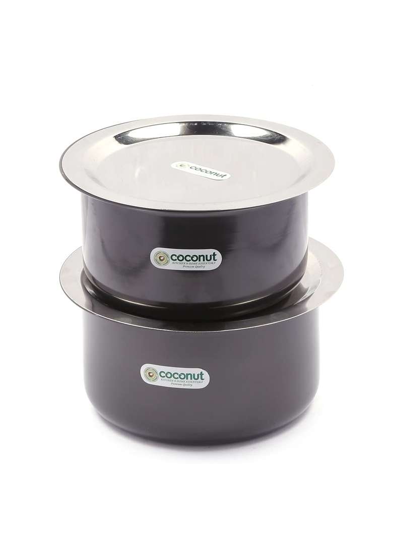 coconut Hard Anodised Tope Cooking Pot Patila for Cook and Serve with SS Lid and Gas Stove | 2 L | 2.1 Qt | 20 cm | 7.9 Inch | Induction Compatible - Indya