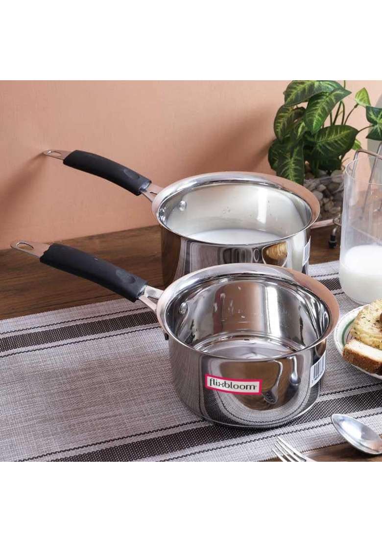 FLIXBLOOM Regal Stainless Steel Multipurpose Saucepan Tea Pan | 1 L | 1.1 Qt | Induction Compatible - Indya