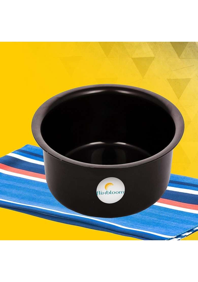FLIXBLOOM Galactic Black Hard Anodised Thick Tope Cooking Pot Patila Bhagona Handi Tapila Tapeli | 5.5 L | 5.8 Qt | Induction Compatible - Indya