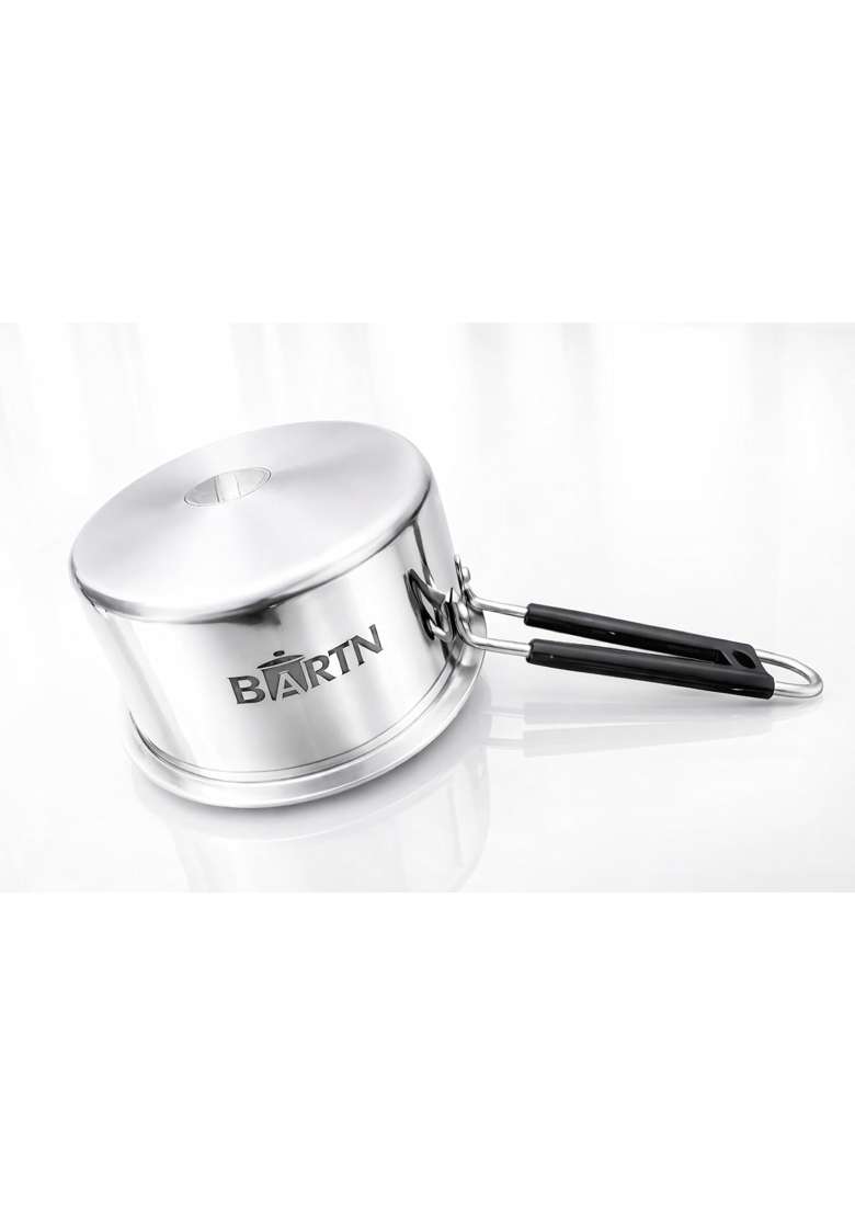 BARTN Premium Hindalium Silver Saucepan for Tea Milk Water | 2 L | 2.1 Qt | Heavy Bottom | Non-Toxic - Indya
