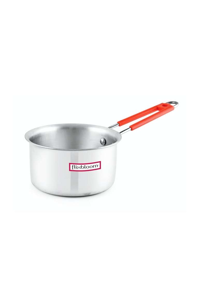 FLIXBLOOM Gentle Silver Large Aluminium Kitchen Cookware LPG Gas Stove Friendly Sauce Pan | 3 L | 3.2 Qt - Indya