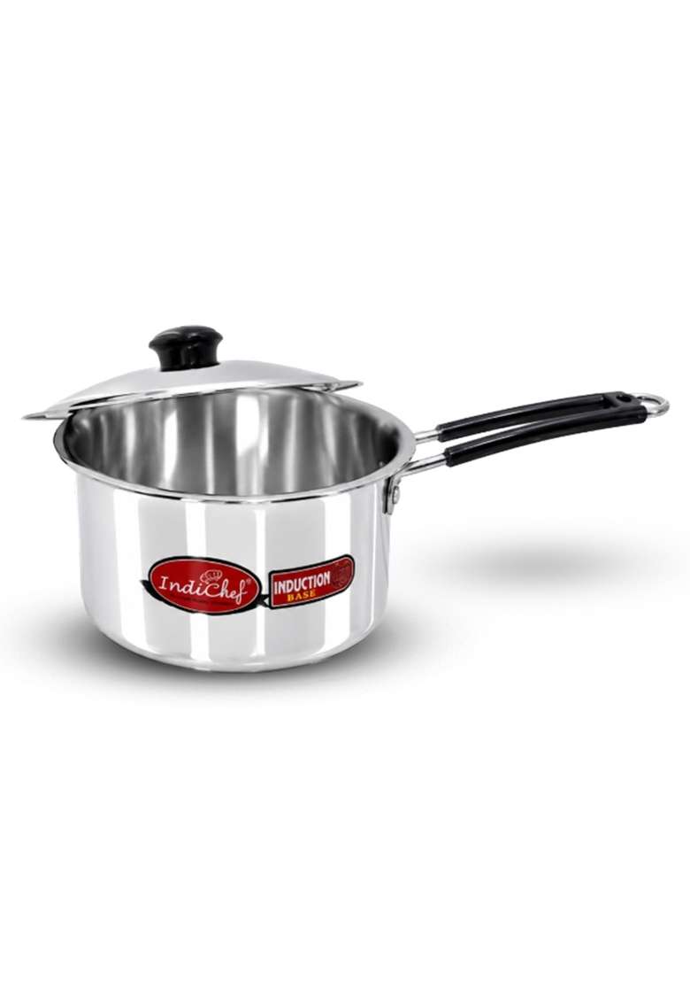 IndiChef Aluminium Induction Friendly Saucepan Tea Pan Milk | 2 L | 2.1 Qt | Heavy Bottom | Non-Toxic | With Lid - Indya