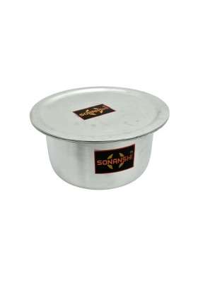 Sonanshi Aluminium Bhagona Cooking Pot Patila Tapeli with LID | 1.5 L | 1.6 Qt