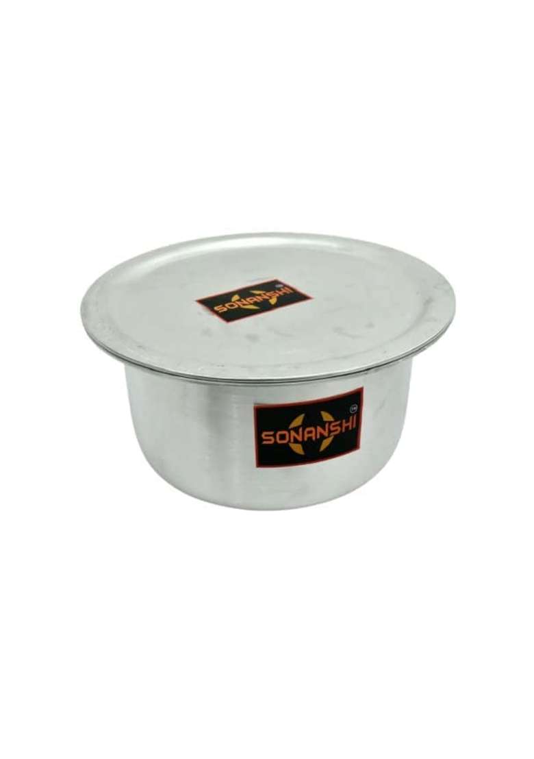 Sonanshi Aluminium Bhagona Cooking Pot Patila Tapeli with LID | 1.5 L | 1.6 Qt - Indya