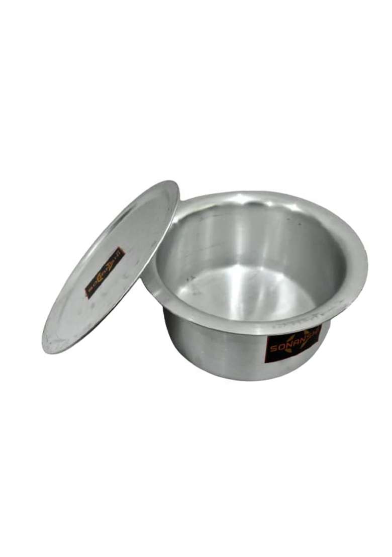 Sonanshi Aluminium Bhagona Cooking Pot Patila Tapeli with LID | 1.5 L | 1.6 Qt - Indya