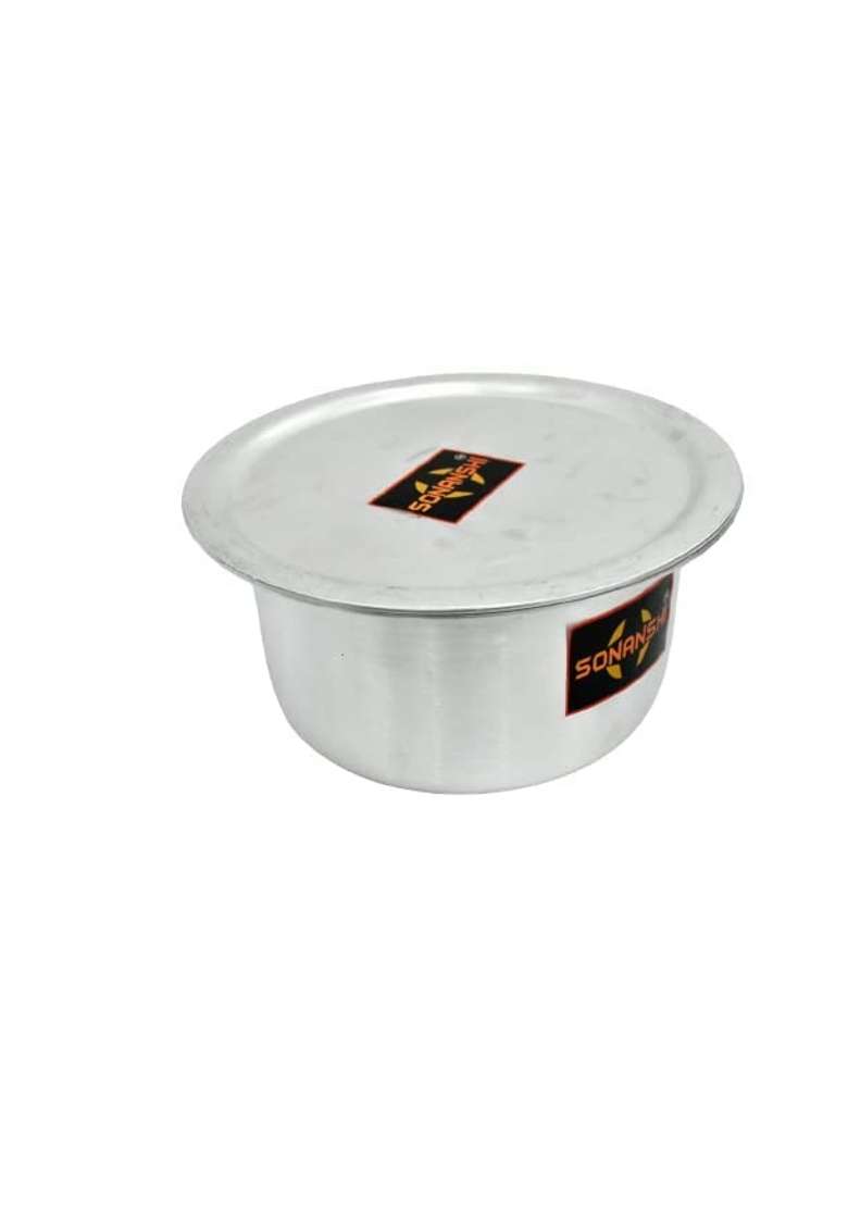 Sonanshi Aluminium Bhagona Cooking Pot Patila Tapeli with LID | 1.5 L | 1.6 Qt - Indya