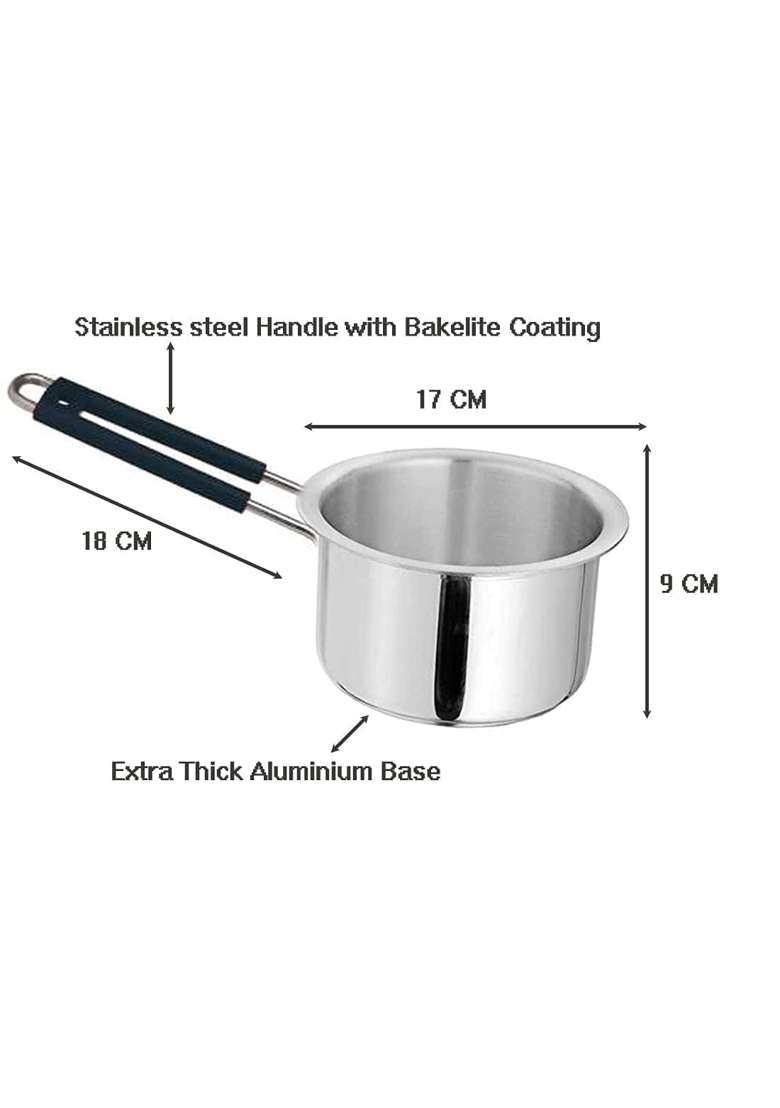 KITCHENZO Pure Aluminium Sauce Pan with Handle for Tea Milk Coffee Boiling and Cooking | 2 L | 2.1 Qt - Indya
