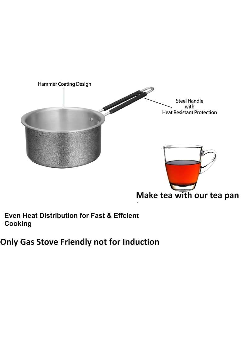 Bartan Star Aluminum Black Hammer Coating Design Saucepan | 1 L | 1.1 Qt - Indya
