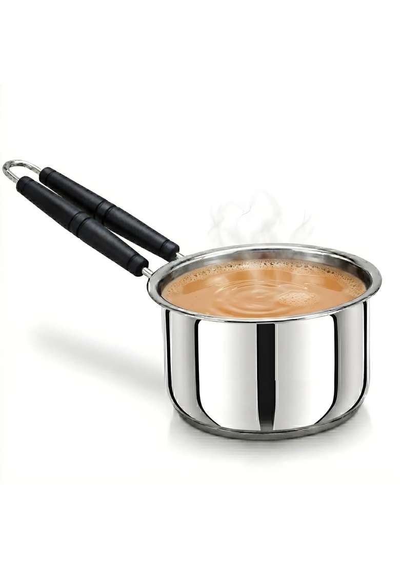 Bartan Star Stainless Steel Heavy Sandwich Bottom Saucepan with Handle | 1.8 L | 1.9 Qt | Induction Compatible - Indya
