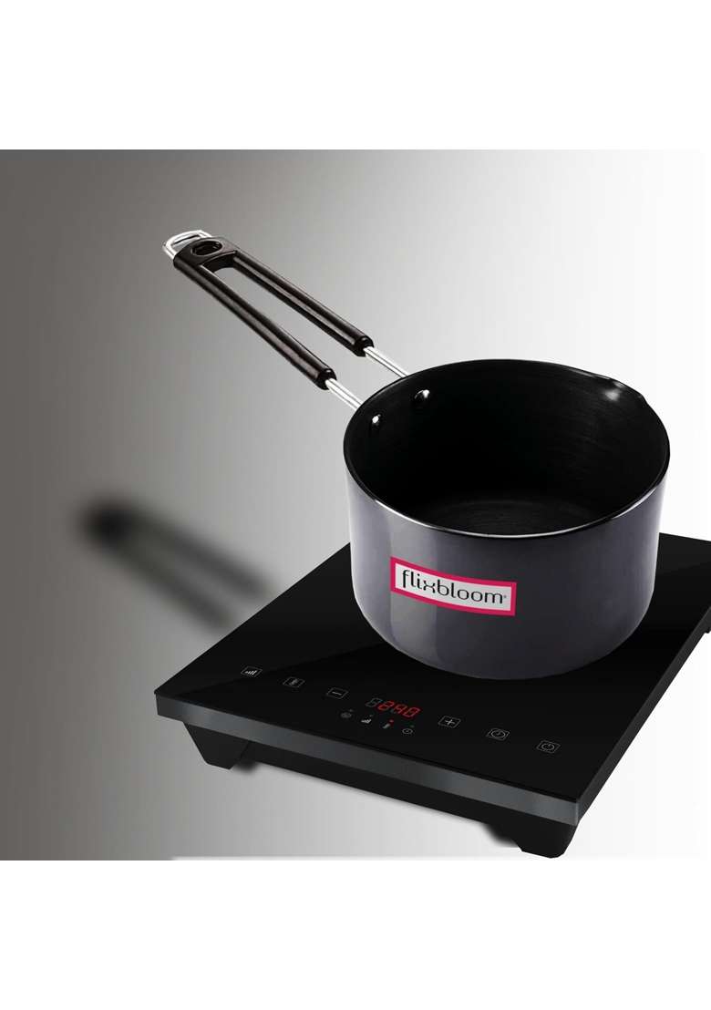 FLIXBLOOM Special Black Hard Anodized Induction Base Bottom LPG Friendly Deep Kitchen | 2 L | 2.1 Qt - Indya