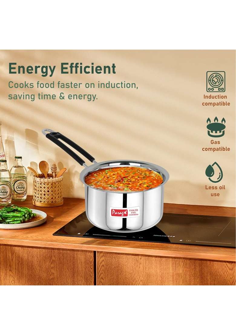 Parage Stainless Steel Sauce Pan | 1.75 L | 1.8 Qt | Induction Compatible - Indya