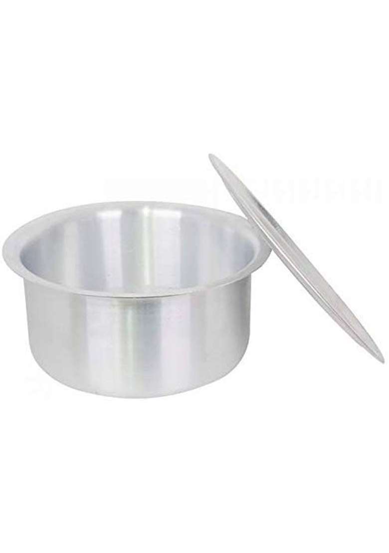 Super HK Aluminium Patila Cooking Pot Bhagona Tapeli with LID | 2 L | 2.1 Qt - Indya