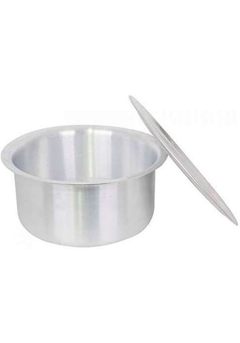 Super HK Aluminium Patila Cooking Pot Bhagona Tapeli with LID | 2 L | 2.1 Qt